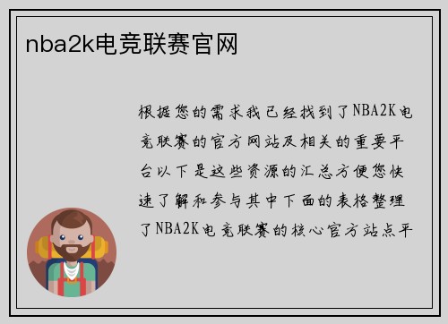 nba2k电竞联赛官网