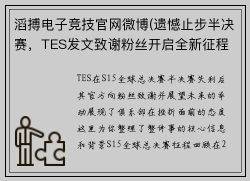 滔搏电子竞技官网微博(遗憾止步半决赛，TES发文致谢粉丝开启全新征程 )